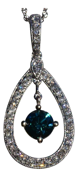 The Falmouth: Blue Diamond and White Diamond Necklace in White Gold