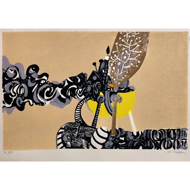 Naftali Bezem, Rare Israeli Surrealist Judaica Abstract Lithograph Naftali Bezem For Sale