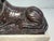 Red Antique Hand Carved 19th Century Reclining Lion Solid Marble Sculpture Statue For Sale - Image 8 of 16