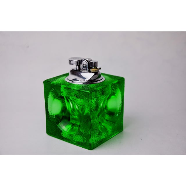 Green Ice Cube Lighter in Murano Glass attributed to Antonio Imperatore, Italy, 1970s For Sale - Image 4 of 8