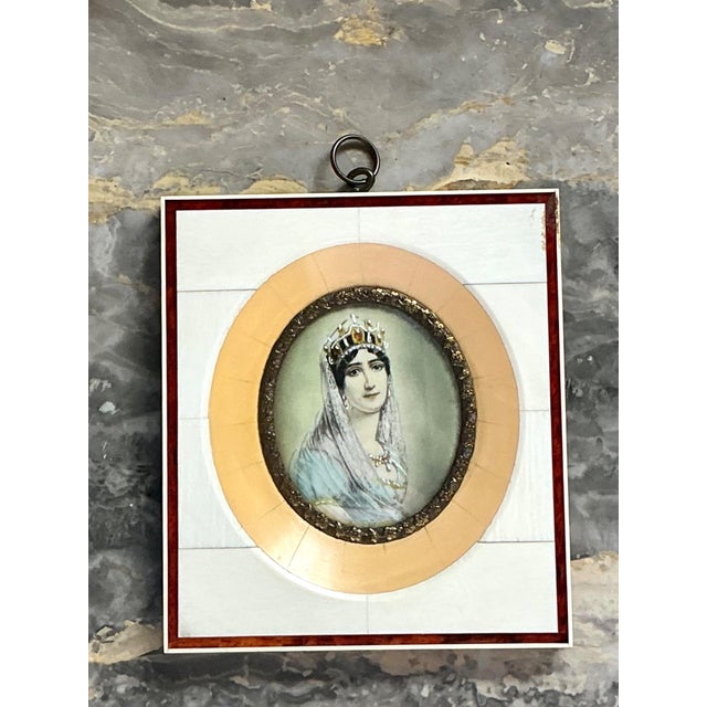 This exquisite German miniature portrait captures the timeless elegance of Empress Joséphine de Beauharnais in a classic...