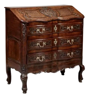 Continental Rococo Carved Slant Front Desk Top Commode