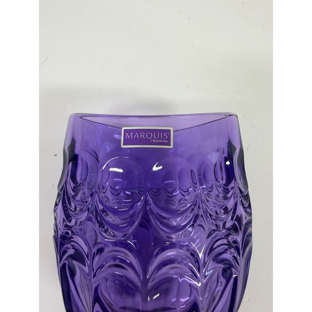 1990s Marquis by Waterford Purple Crystal Cut Glass Vase – Contemporary For Sale - Image 5 of 9