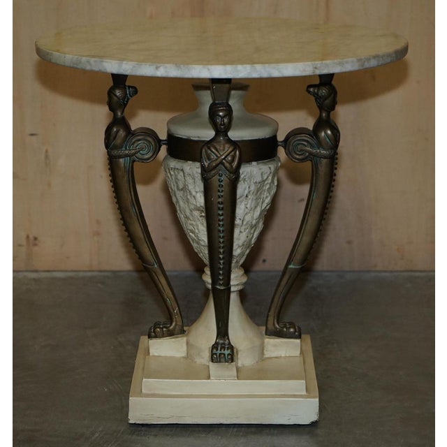 Vintage Egyptian Revival Side Table with Marble Top For Sale - Image 18 of 18