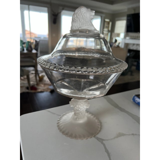 Late 19th Century Antique Gillinder & Sons Lidded Compote With Lions a Pair For Sale - Image 5 of 11