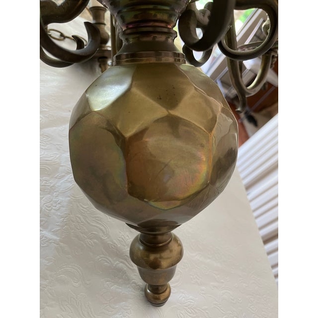 Metal Vintage 1972 Chapman Solid Brass Chandelier | Hollywood Regency or Dutch Colonial Style. For Sale - Image 7 of 12