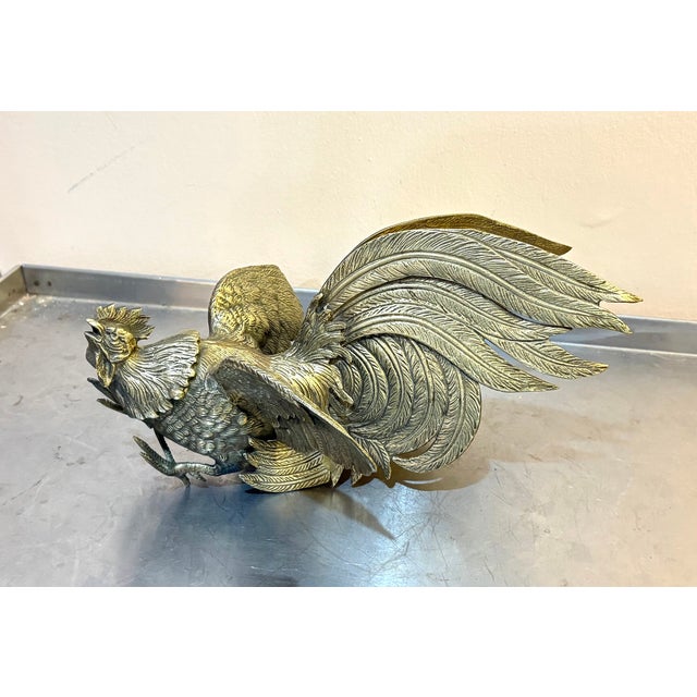 Antique Bronze Fighting Rooster Statue / Figurine For Sale - Image 6 of 7