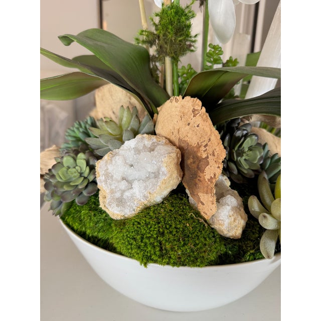 Ceramic Vintage Amthor Modern Imports Japanese Ceramic Bowl With Monumental Faux Orchid Arrangement For Sale - Image 7 of 13