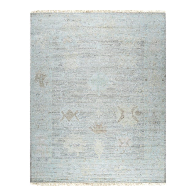 10x14 Ruby Fiona Ivory Traditional Geometric Hand Knotted Silk Carpet Rug For Sale
