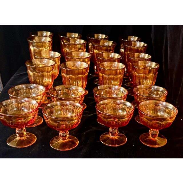 Glass 1960s Mid Century Modern Noritake Provincial Set of Amber Goblets - 24 Pieces For Sale - Image 7 of 9