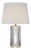 Julie Neill by Visual Comfort Signature Figlia 27" Cordless V-Cut Round Table Lamp in Crystal with Linen Shade For Sale