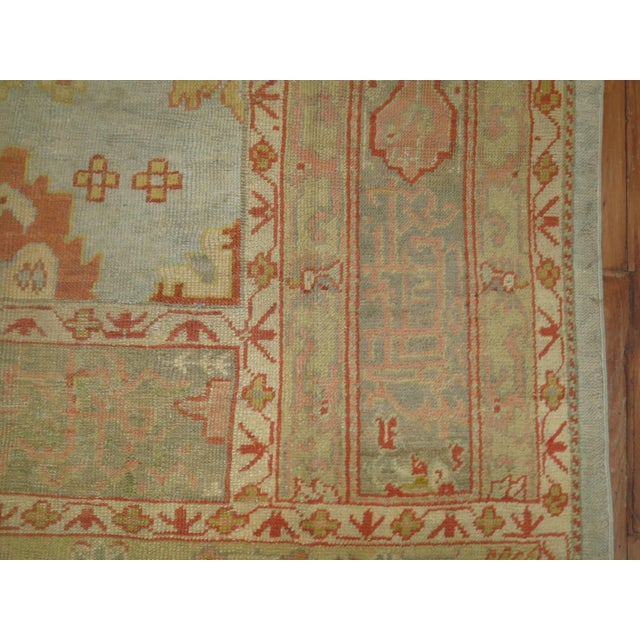 Folk Art Antique Zabihi Collection Blue Turkish Oushak Rug - 9'8" x 13'4" For Sale - Image 3 of 10