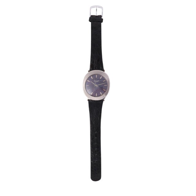 1970s 1970s Patek Philippe "Jumbo Ufo" Automatic Steel Purple 35mm Dial Leather Strap Watch For Sale - Image 5 of 9