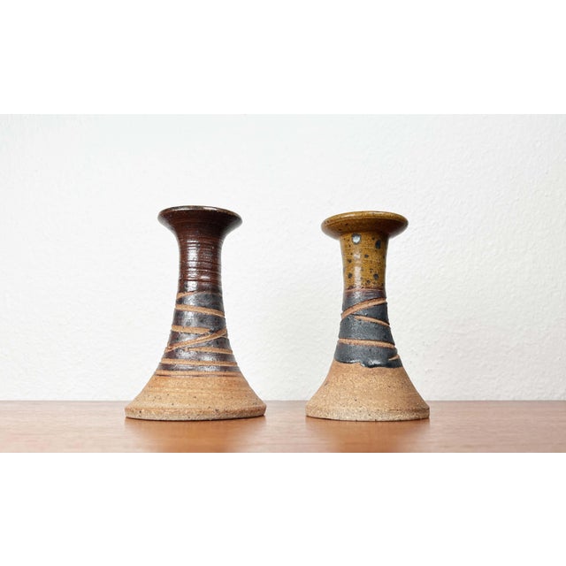 Mid-Century Modern Danish Studio Pottery Candleholders by Tue Poulsen for Tue Keramik, 1960s, Set of 2, in Very Good...