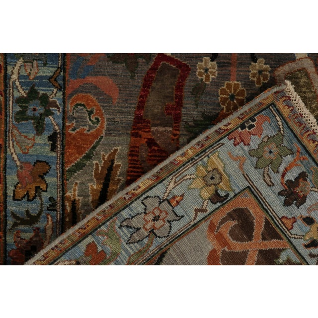 Rug & Kilim’s Classic Style Rug in Gray, Green & Blue With Polychrome Florals For Sale In New York - Image 6 of 7