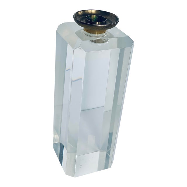 Vintage Mid-Century ‘Ritts Astrolite’ Lucite Arcylic & Brass Candlestick/Candle Holder by Ritts Co. Of l.A. For Sale