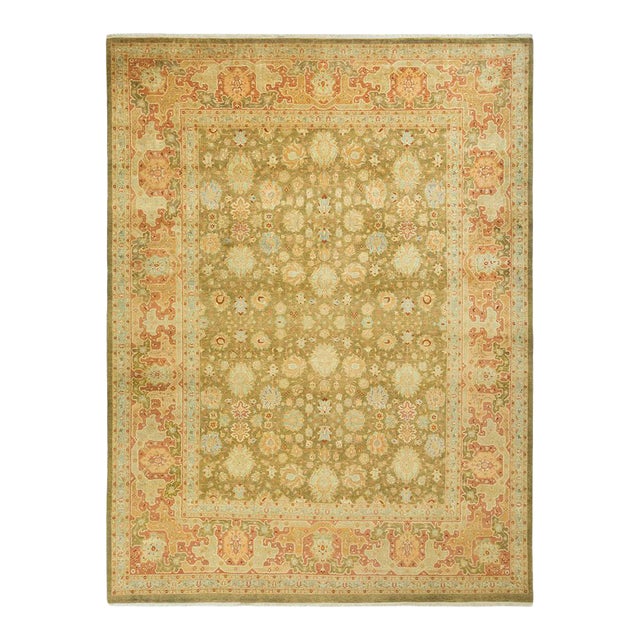 Mogul Collection Hand-Knotted Area Rug - Green 8' 3" x 10' 10" For Sale