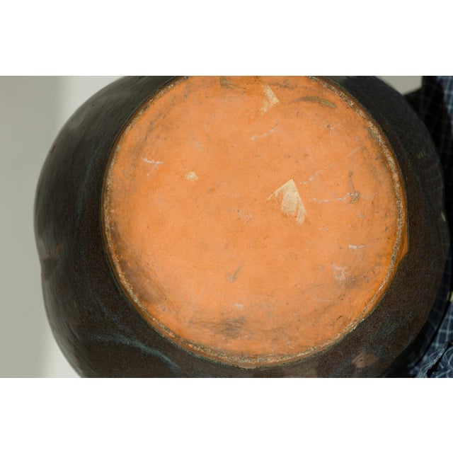 Vintage Chinese Brown and Blue Glazed Handcrafted Ceramic Planter For Sale - Image 12 of 17