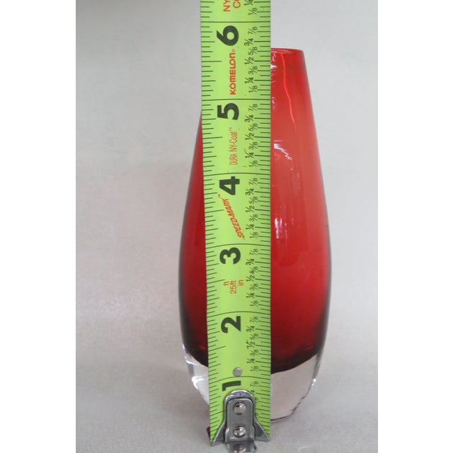 Glass Aseda Sweden Mid Century Teardrop Glass Small Red Vase For Sale - Image 7 of 12