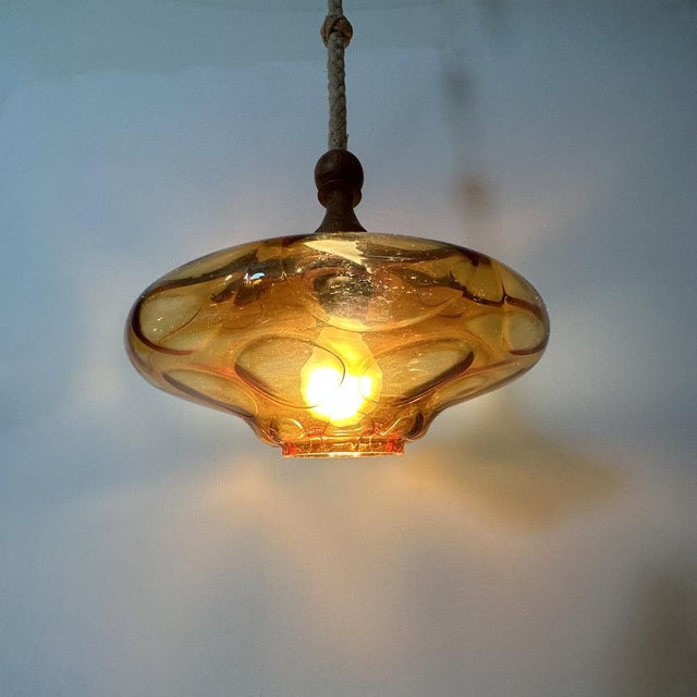 Mid-Century Glass Pendant Lamp, 1970s For Sale - Image 9 of 18
