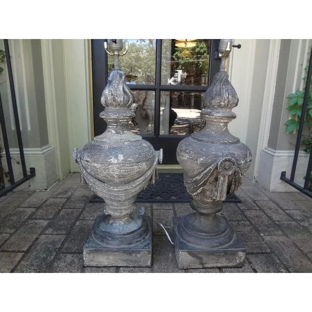 Metal Pair of French Neoclassical Style Zinc Lamps For Sale - Image 7 of 11