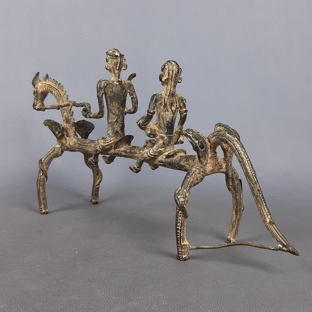 African Bronze Sculpture Horse with Warriors, Early 1900s For Sale - Image 5 of 17