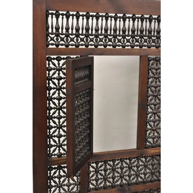 Mid 20th Century Vintage Middle Eastern 3 Panel Mashrabiya Lattice Folding Screen Room Divider For Sale - Image 5 of 14