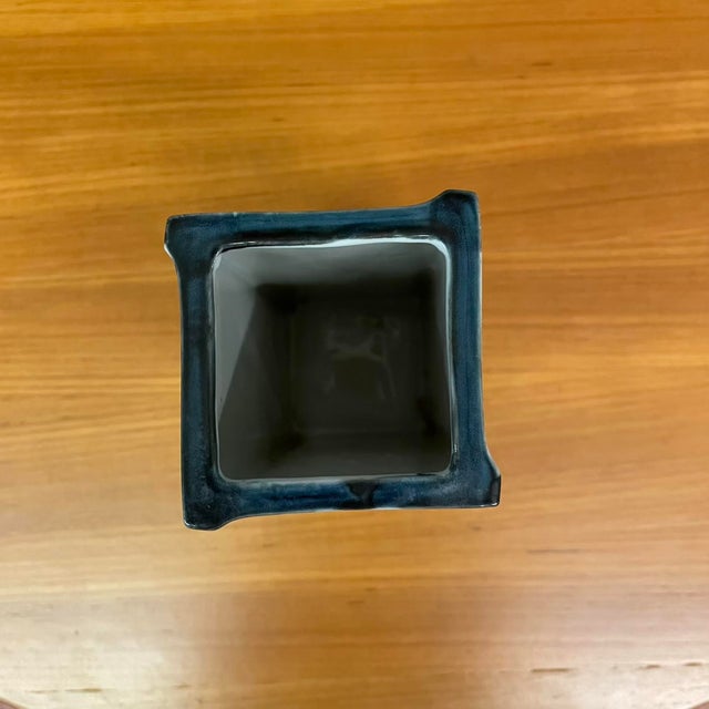 Japanese Hand-Painted Porcelain Vase With Floral Motif - Canted-Corner Square Form For Sale - Image 9 of 10