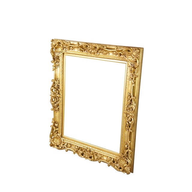 Large vintage ornate high relief gold gilded picture / oil painting / mirror frame featuring Baroque / Rococo styling with...