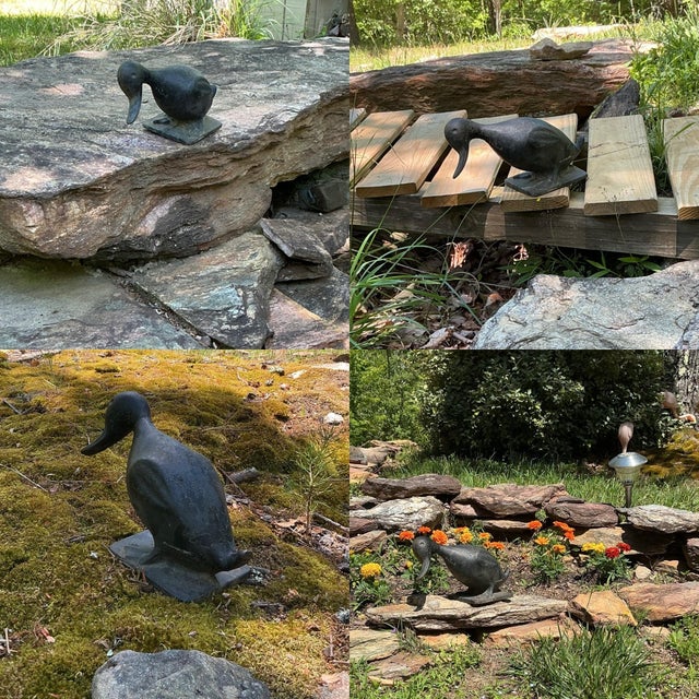1920s Virginia Metal Crafters Solid Cast Iron Duck, Naughty Duck Doorstop Garden Ornament For Sale - Image 10 of 12