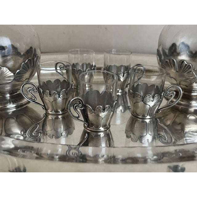 Metal Early 20th Century Christofle Art Nouveau Decanter and Glass Set on Tray For Sale - Image 7 of 12