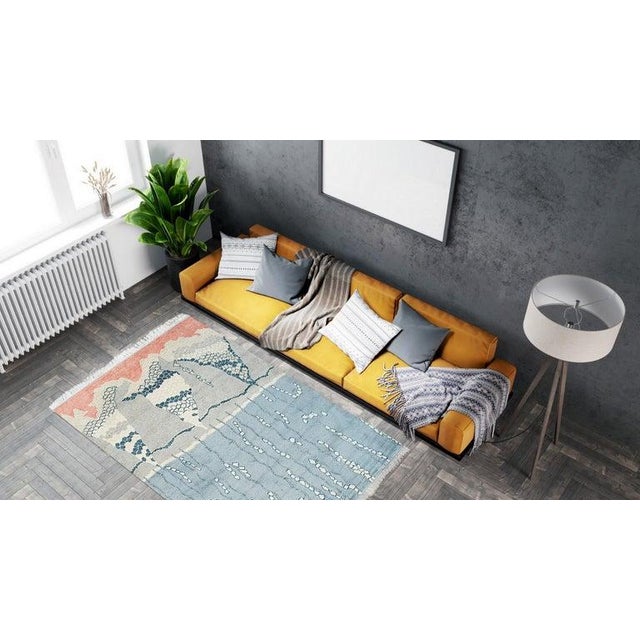 8x10 Multicolor Hand-Knotted Wool Abstract Mountainscape Geometric Carpet Rug For Sale - Image 9 of 10