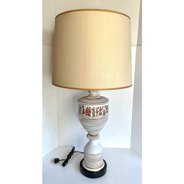Pair of 1950's Fiorentine Italian Neo-Classical Porcelain Lamps For Sale - Image 10 of 13