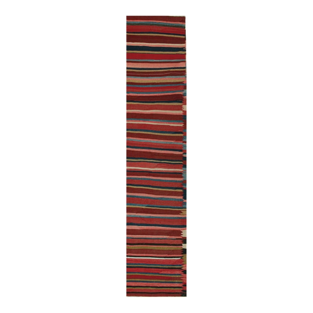 Vintage Persian Karadagh Tribal Kilim in Polychromatic Stripes by Rug & Kilim - 2'6''x11'8'' For Sale