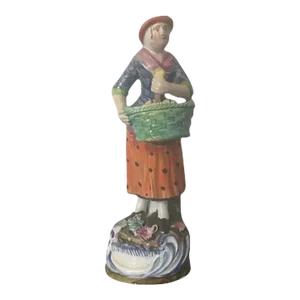 Antique Early 19th Century English Regency Staffordshire Pearlware Figure of a Baker