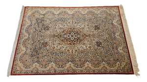 Precious Qum Rug in Pure Silk Signed by Master Weaver Montazeri, 1980s