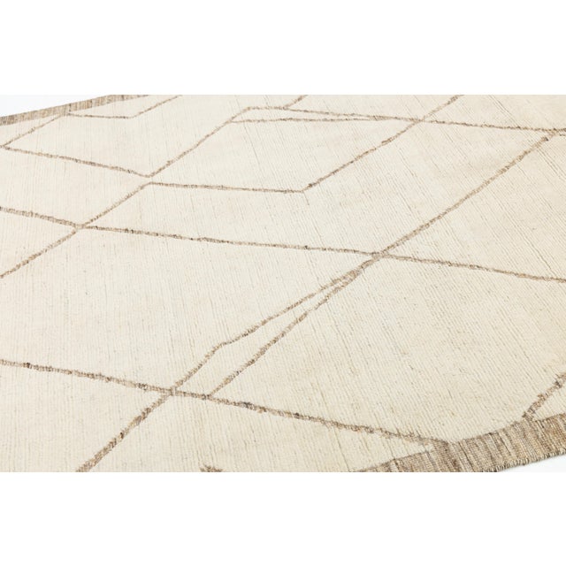 Contemporary Minimalist Modern Moroccan Beni Ourain Style Hand-Knotted Wool Rug 6x9 For Sale - Image 3 of 10