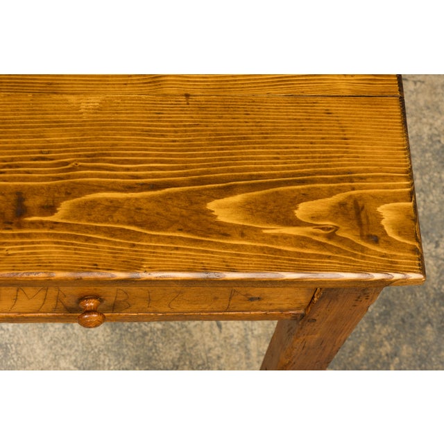 Late 19th Century French Rustic Farmhouse Pine Three-Drawer Writing Table For Sale - Image 4 of 18