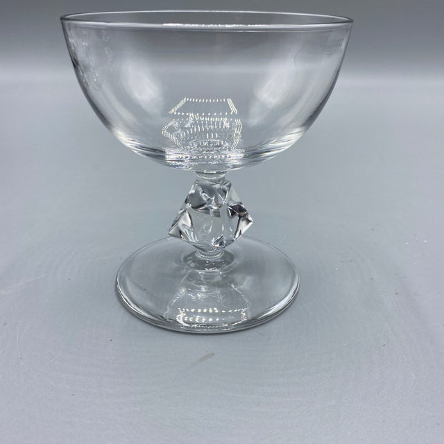Champagne/Shebert Crystal Stemware "Aquarius Clear" by Bryce- Set of 4 For Sale - Image 9 of 12