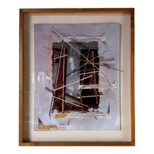 1983 Vintage Mixed Media "Arbitrary Placement” Wall Art Painting by Dee Ann Devine