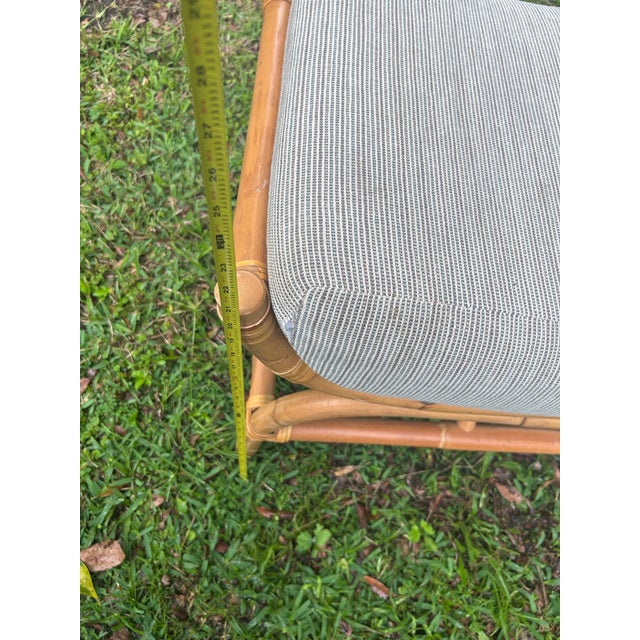 Wood 1 Vintage Rattan Ottoman With Zippered Cushions For Sale - Image 7 of 10