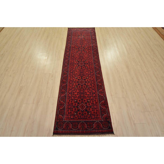 Tribal Turkmen Runner 2’7” X 9’1” Red Wool Tribal Hand-Knotted Oriental Rug For Sale - Image 3 of 12