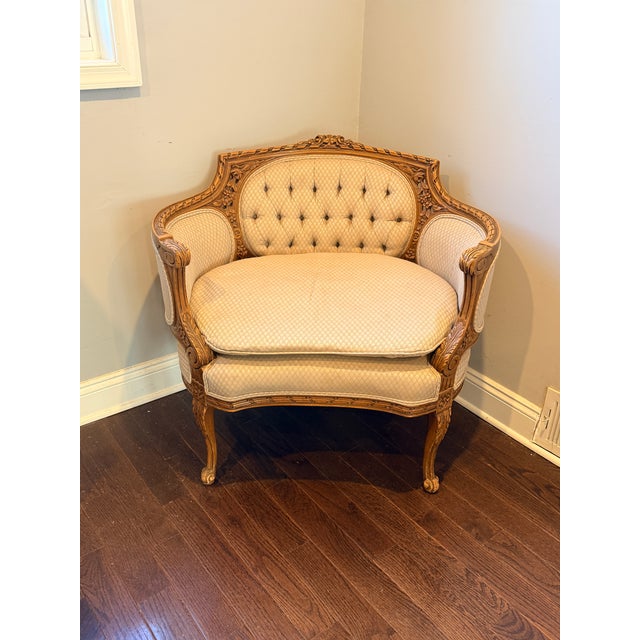 Brown Antique Louis XVI Carved Petite Love Seat For Sale - Image 8 of 8