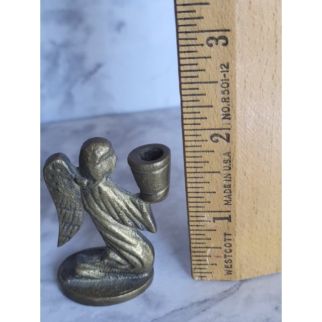 Mid Century Brass Kneeling Angel Miniature Candle Holder For Sale - Image 11 of 14