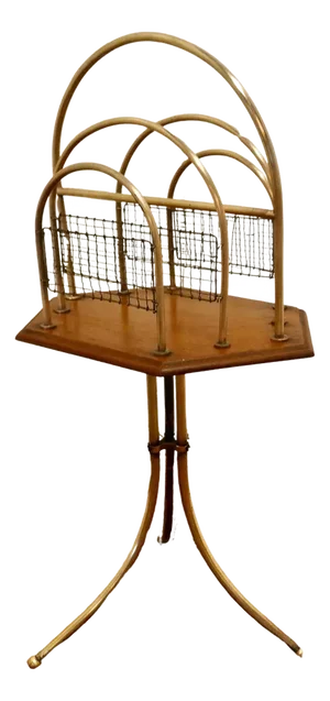 Victorian Golden Oak and Brass Revolving Magazine Rack, 1880