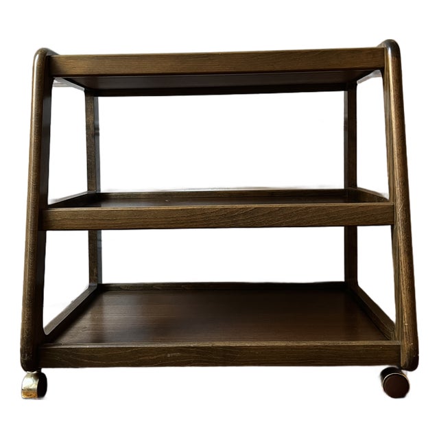 1970s Mid-Century Danish Modern Walnut Bar Cart For Sale