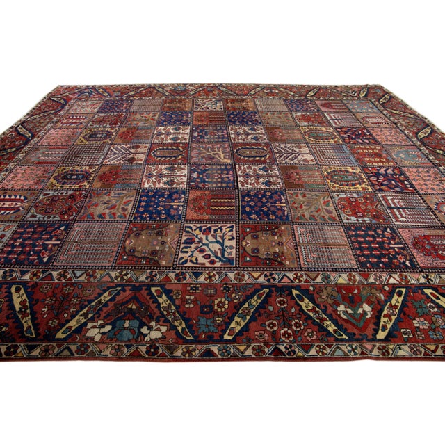 1920s Allover Antique Bakhtiari Handmade Persian Wool Rug With Multicolor Field For Sale - Image 5 of 7