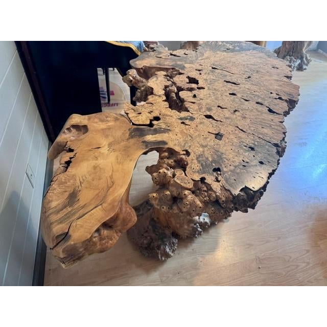 Wood Handcrafted Burlwood Table - One of a Kind Statement Piece For Sale - Image 7 of 11
