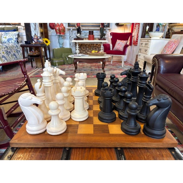 Large Staunton Style Wooden Chess Set With Matching Wood Inlaid Board For Sale - Image 9 of 9