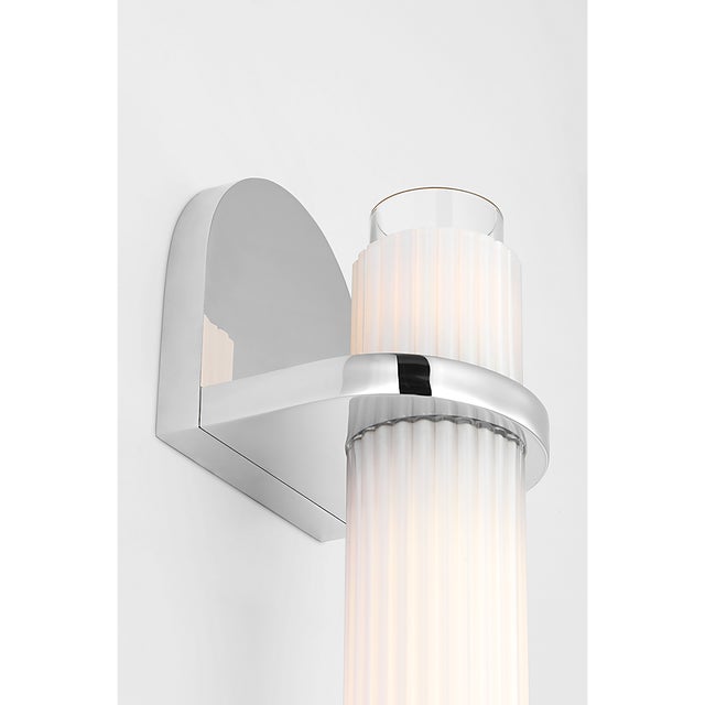 Arena 20" Sconce in Polished Nickel with White Ribbed Glass Designer: Windsor Smith Finish: Polished Nickel Height: 19.75"...